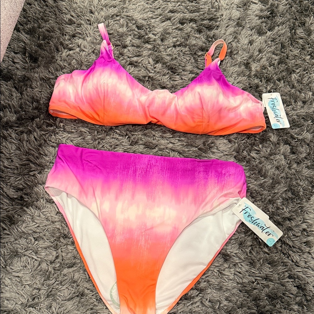 Freshwater Women's Pink and Orange Bikini Set